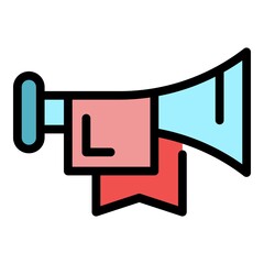 Victory trumpet icon. Outline victory trumpet vector icon color flat isolated