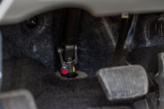 Cardan shaft close-up. Universal joint.