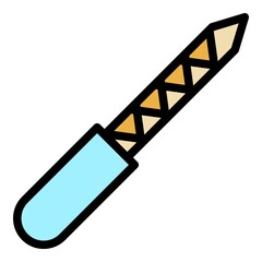 Steel nail file icon. Outline steel nail file vector icon color flat isolated