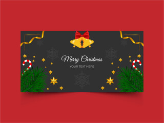 Merry Christmas sale banner template. with decorative christmas balls. Christmas banner, Xmas sparkling lights garland with gifts box and golden tinsel, posters, cards, headers, website. Vector