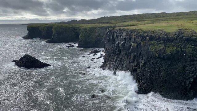 Famous seascape of Arnarstapi village at Icelandic Snaefellsnes peninsula