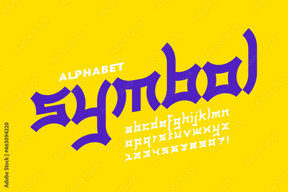 Poster symbol font, lowercase alphabet letters and numbers vector