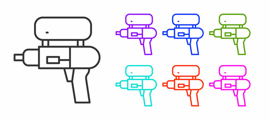 Black line Water gun icon isolated on white background. Set icons colorful. Vector