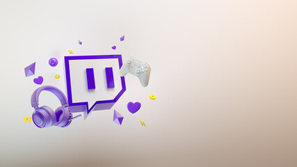 Streaming platform background logo, 3d illustration