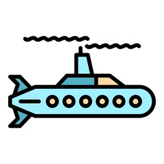 Deep submarine icon. Outline deep submarine vector icon color flat isolated