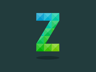 Alphabet letter Z with perfect combination of bright blue-green colors. Good for print, t-shirt design, logo, etc. Vector illustration.