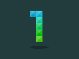 Geometric Number 1 with perfect combination of blue-green colors. Good for print, business logo, design element, t-shirt design, etc.