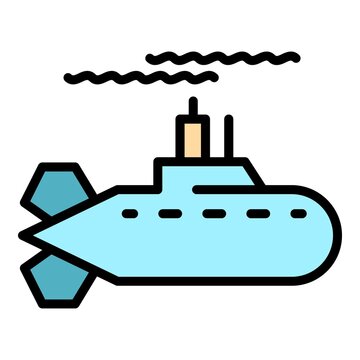 recommend clip art: Fast submarine icon. Outline fast submarine vector icon color flat isolated