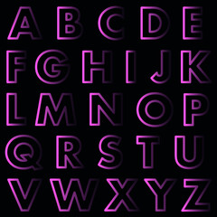 set of letters, english alphabet pink