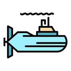 Periscope submarine icon. Outline periscope submarine vector icon color flat isolated