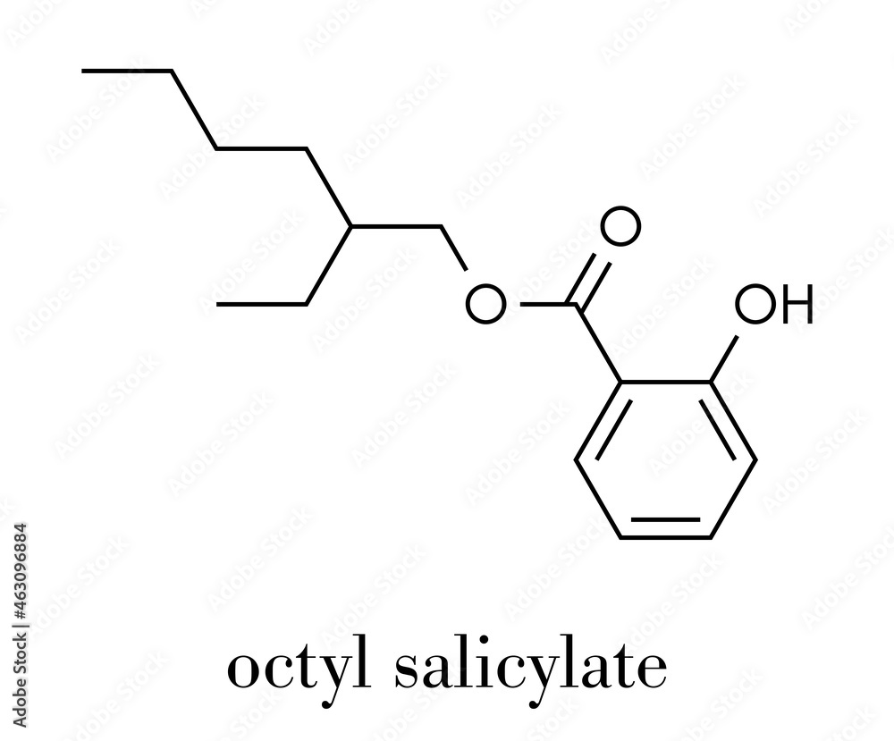 Canvas Prints octyl salicylate (octisalate) sunscreen molecule (uv filter). skeletal formula.