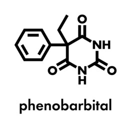 Phenobarbital barbiturate anticonvulsant (epilepsy drug), chemical structure Skeletal formula.