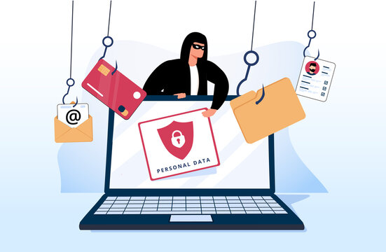 Hacker and Cyber criminals phishing stealing private personal data, user login, password, document, email and card.