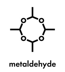 Metaldehyde pesticide molecule. Used against slugs and snails and as solid camping fuel. Skeletal formula.