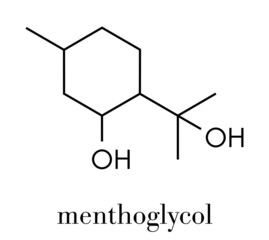 p-Menthane-3-8-diol (PMD, menthoglycol) insect repellent molecule. Skeletal formula.