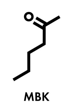 Methyl butyl ketone (MBK, 2-hexanone) solvent molecule. Skeletal formula.