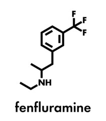 Fenfluramine weight loss drug molecule (withdrawn). Skeletal formula.