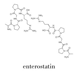 Enterostatin signaling peptide molecule. Reduces food and fat intake. Skeletal formula.