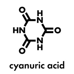 Cyanuric acid molecule. Precipitates with melamine, thus potentially causing kidney damage. Skeletal formula.
