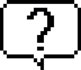 question mark speech bubble pixel art vector illustration.