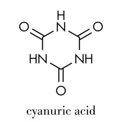 Cyanuric acid molecule. Precipitates with melamine, thus potentially causing kidney damage. Skeletal formula.