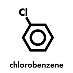 Chlorobenzene industrial solvent molecule. Skeletal formula.