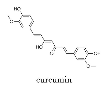 Curcumin turmeric spice molecule. Skeletal formula.