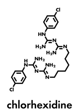 Chlorhexidine antiseptic molecule. Skeletal formula.