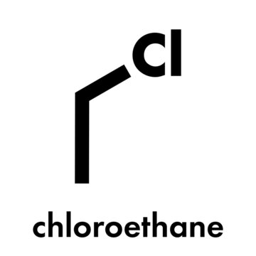 Chloroethane (ethyl chloride) local anesthetic molecule. Skeletal formula.