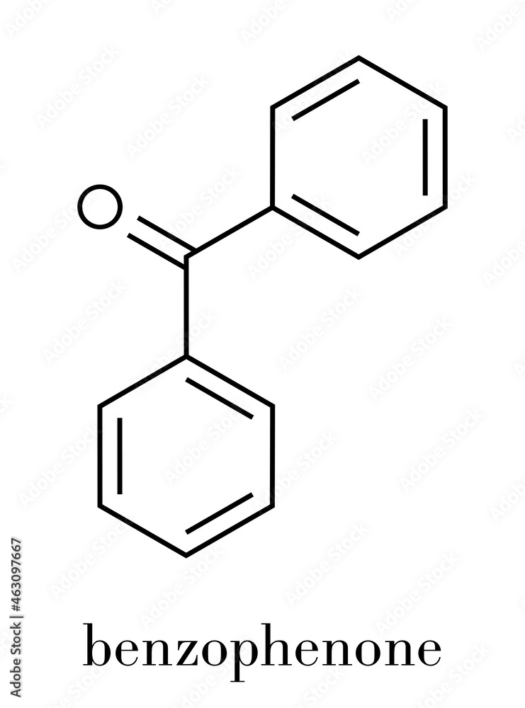 Wall mural Benzophenone molecule. Skeletal formula.