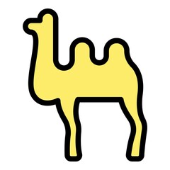 Desert camel icon. Outline desert camel vector icon color flat isolated