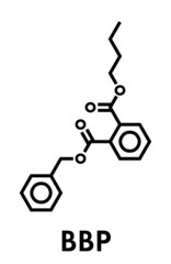 Fototapeta premium Benzyl butyl phthalate (benzylbutylphthalate, BBzP, BBP) plasticizer molecule. Skeletal formula.