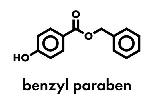Benzyl paraben preservative molecule. Skeletal formula.
