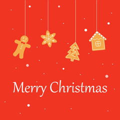 Cute cartoon Christmas card with ginger bread