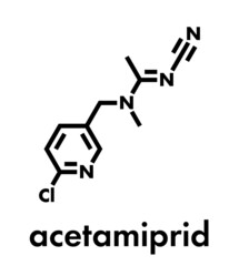 Acetamiprid insecticide molecule (neonicotinoid class). Skeletal formula.
