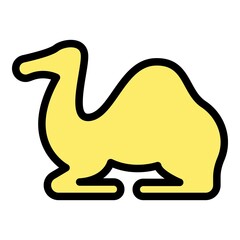 Wild camel icon. Outline wild camel vector icon color flat isolated