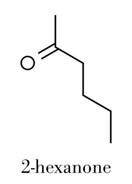 Methyl butyl ketone (MBK, 2-hexanone) solvent molecule. Skeletal formula.