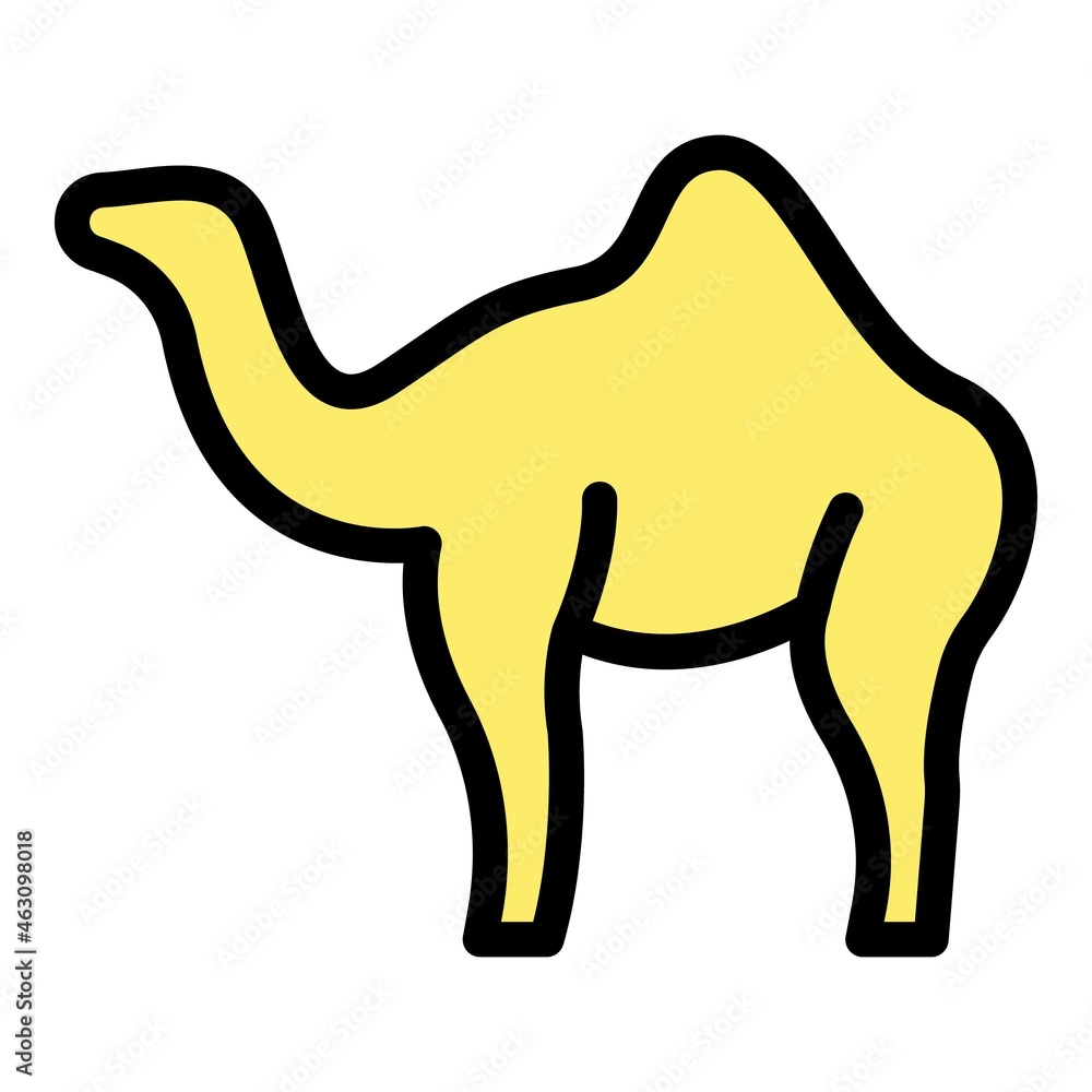 Poster zoo camel icon. outline zoo camel vector icon color flat isolated