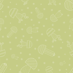 Seamless patern with cactuses. Vector desert background. Wallpaper with house cactuses in pot.
