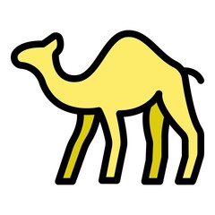 Riding camel icon. Outline riding camel vector icon color flat isolated