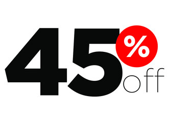 45%. number forty-five percent off. modern font to use as a tag in digital marketing promotions and discounts. eps10