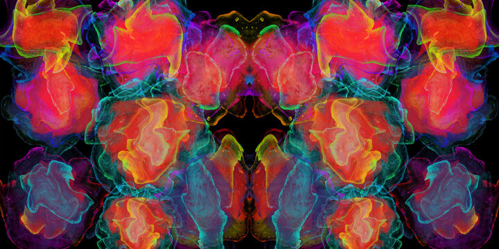 colors splash simmetry on black background