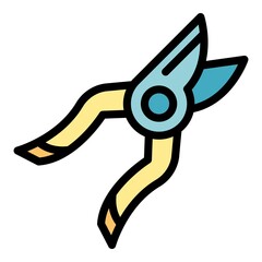 Pruners icon. Outline pruners vector icon color flat isolated