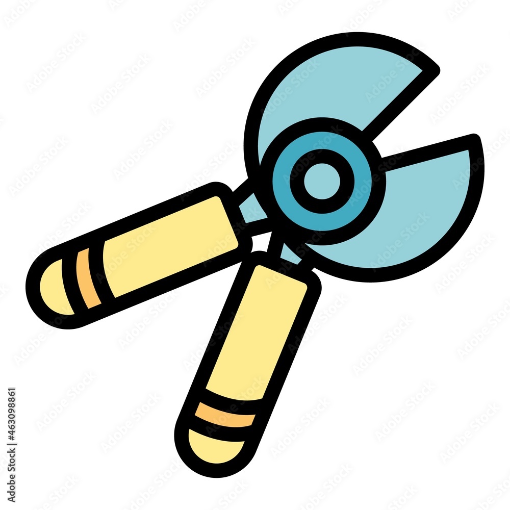 Poster pruning secateurs icon. outline pruning secateurs vector icon color flat isolated