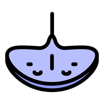 recommend clip art: Tropical stingray icon. Outline tropical stingray vector icon color flat isolated