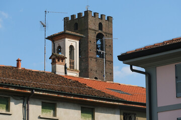 La Torre Civica di Mozzanica in provincia di Bergamo, Lombardia, Italia.