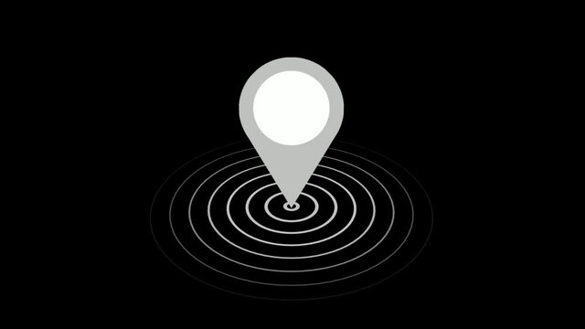 New white color GPS  location tracking animated on black background
