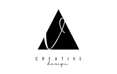 Fototapeta premium Letters AV a vLogo with a minimalist design. Abstract overlapping letters A & V with geometric and handwritten typography. Creative Vector Illustration with letters A and V. Lettering sign.