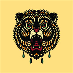 bear tattoo illustration vector design