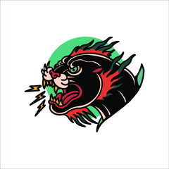 panther tattoo illustration vector design